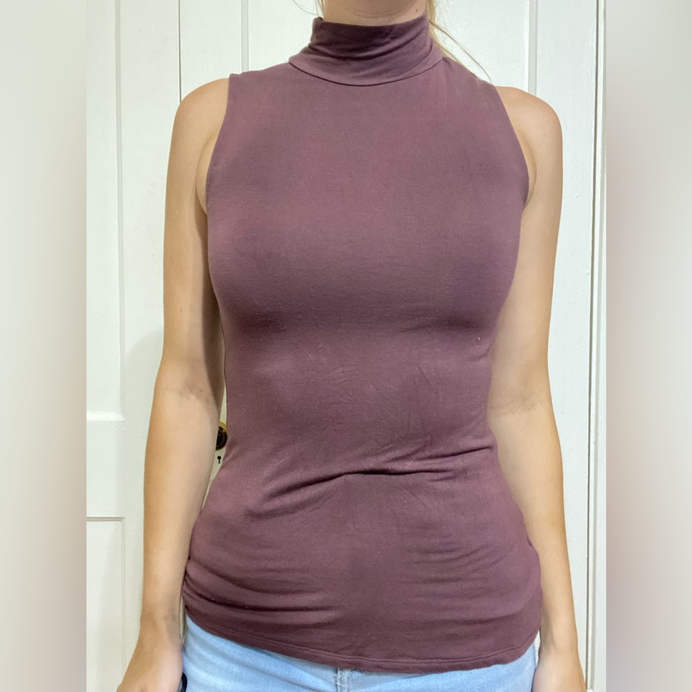 Express Purple Mock Turtleneck Tank Top